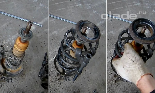 Установка шайбы, пружины и чашки