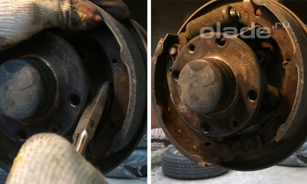 Наденьте прижимную пружину с другой стороны