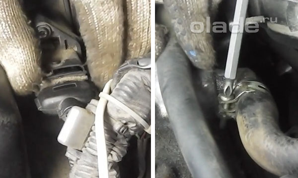 Разъём с датчика расхода воздуха и хомут воздушного патрубка Лады