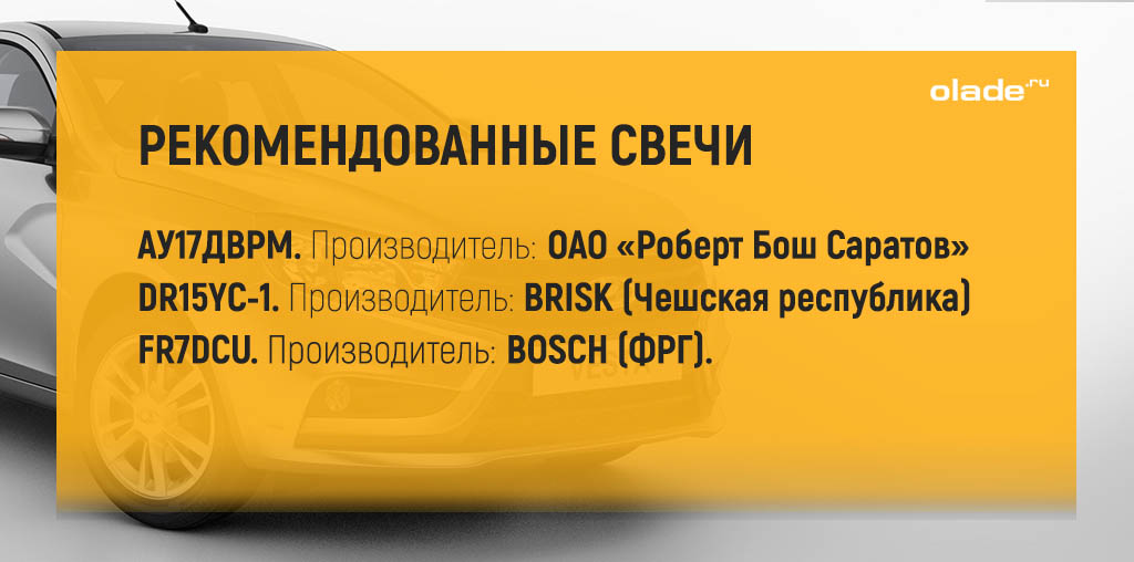 Замена свечей зажигания на Ладе Веста, рекомендованные свечи на Ладу Веста